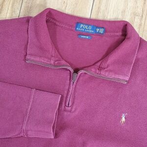 Polo Ralph Lauren Men's Estate Rib Quarter Zip Pullover Burgundy 2XB Flesh Pony